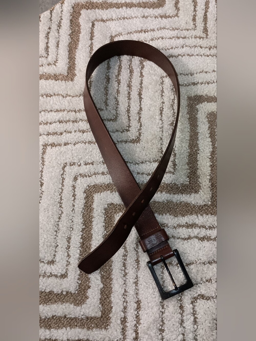 Carhartt Dark Brown Leather Belt with Brass Buckle Size 34